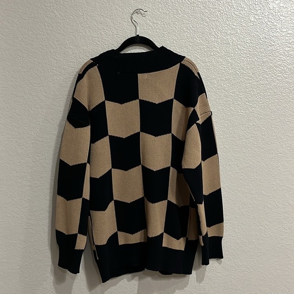 KEISER CLARKCHEVRON CHECK KNIT CARDIGAN Men Large - Picture 6 of 7